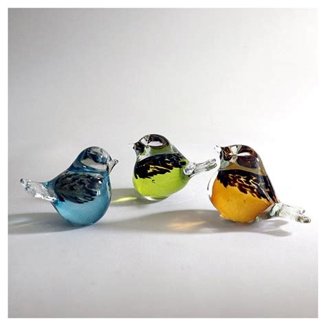 Bianco Blu Glass Birds 